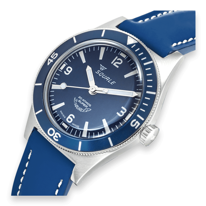 Super-Squale Arabic Numerals Blue Leather, Squale