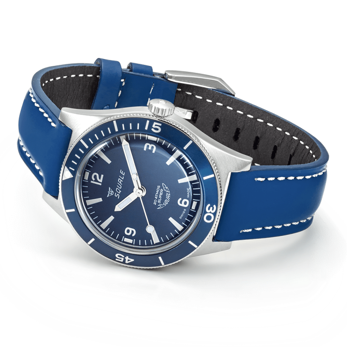 Super-Squale Arabic Numerals Blue Leather, Squale